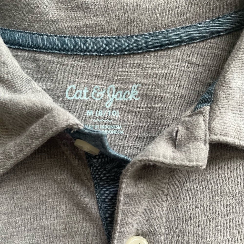 3/$30 | Cat & Jack | Gray Polo with Blue Trim Detail | Boys M (8-10) - Picture 7 of 9